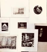 COLLECTION OF SEVEN INTERESTING ETCHINGS, UNFRAMED, VARIOUS SIZES