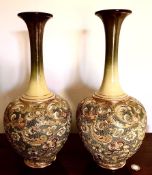 PAIR OF DOULTON LAMBETH VASES, APPROXIMATELY 41cm HIGH