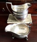 SMALL SILVER CREAM JUG, BIRMINGHAM 1900, ALSO SILVER CREAMER, LONDON 1804, GROSS WEIGHT