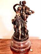 EXCELLENT CAST BRONZE CLASSICAL FIGURE GROUP, SIGNED CLODIAN, APPROXIMATELY 59cm HIGH INCLUDING