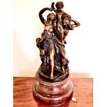 EXCELLENT CAST BRONZE CLASSICAL FIGURE GROUP, SIGNED CLODIAN, APPROXIMATELY 59cm HIGH INCLUDING