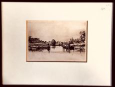 SEYMOUR HADEN- ' EGHAM LOCH', ETCHING, SIGNED LOWER LEFT, FRAMED AND GLAZED, APPROXIMATELY 15 x 22cm