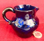 EARLY BRISTOL BLUE GLASS CREAM JUG, APPROXIMATELY 8cm HIGH