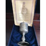SILVER CHURCHILL CENTENARY GOBLET 310/500, 1974, WEIGHT APPROXIMATELY 90g