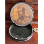19th CENTURY CIRCULAR BOX, COVER DEPICTING HIS ROYAL HIGHNESS FREDERICK DUKE OF YORK