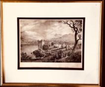 J G HAMILTON- 'URQUHART CASTLE', ETCHING, SIGNED LOWER LEFT, APPROXIMATELY 22 x 30cm