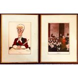 PAIR OF LEGAL CARICATURES- 'CONTEMPT OF COURT' AND 'THE BENCH', H M BATEMANS PRINTS, ONE SIGNED