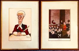 PAIR OF LEGAL CARICATURES- 'CONTEMPT OF COURT' AND 'THE BENCH', H M BATEMANS PRINTS, ONE SIGNED