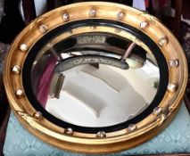 GILDED FRAMED CONVEX WALL MIRROR, DIAMETER APPROXIMATELY 40cm