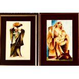 UNKNOWN- 'MADONNA AND CHILD' AND 'WATER BEARER', WATERCOLOURS, UNSIGNED, APPROXIMATELY 30 x 18cm AND