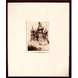 M BAYER, ETCHING OF ST BASIL'S CATHEDRAL, MOSCOW, SIGNED LOWER RIGHT, APPROXIMATELY 19.5 x 14cm