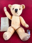 OLD JOINTED TEDDY BEAR IN PLUSH FABRIC, APPROXIMATELY 37cm HIGH