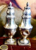 PAIR OF SILVER PEPPERETTES, CHESTER 1904, APPROXIMATELY 12cm HIGH