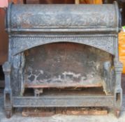 Interesting Late 19th century cast iron relief decorated fire insert, purportedly came from the