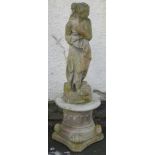 Late 19th/Early 20th century stoneware statue depicting a goddess, on Greek/Roman style stoneware