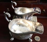 PAIR OF SILVER SAUCE BOATS, LONDON JWO(?) 1934 AND 1938, APPROXIMATELY 400g