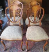 Set of four late 19th / early 20th century inlaid mahogany salon style chairs. Approx. 95cms H