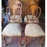 Set of four late 19th / early 20th century inlaid mahogany salon style chairs. Approx. 95cms H