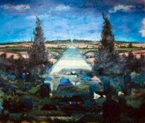 CLEMENT MCALEER- 'CEMETARY ROAD', OIL ON CANVAS, SIGNATURE ON LOWER RIGHT, APPROXIMATELY 106 x 127cm