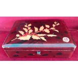 LACQUERED BOX CONTAINING QUANTITY OF COSTUME JEWELLERY