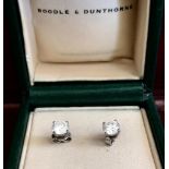 Pair of diamond set stud earrings, by Boodle and Dunthorne, stamped B&D, Approx. 1.5 carat each.
