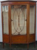 Late 19th/Early 20th century inlaid mahogany single door display cabinet. Approximately. 184cm H x