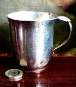 GEORG JENSEN SILVER COLOURED BEAKER, INSCRIBED 1940, WEIGHT APPROXIMATELY 25g AND APPROXIMATELY