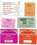 Thirteen Liverpool Area club membership cards including La Bamba and Beachcomber