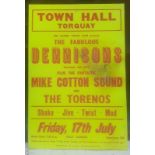 Original poster for The Dennisons at Town Hall Torquay board mounted has some damage size approx.