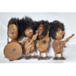 Four wooden Beatles style 1960?s toy figures some damage
