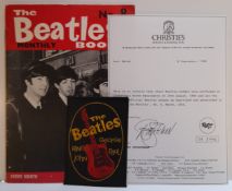 Original Beatles Fan Club patch with Christies certificate and Beatles Monthly No8 with advert for