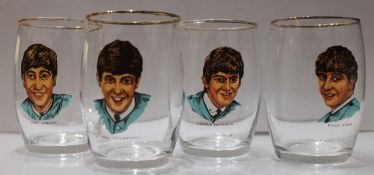 The Beatles set of four 10cm high drinking glasses by Joseph Lang & Company Ltd in the UK in 1964