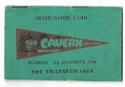 Cavern Club Membership Card 1964 signed on inside page by Cavern Club DJ Bob Wooler