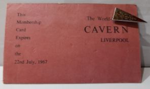 Cavern Club Membership card for Freda Kelly 1966 card was given to Freda by Alf Geohegan the Clubs