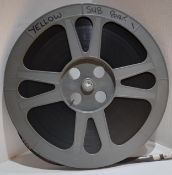 Film canister containing The Beatles Yellow Submarine film on two 16mm reels with receipt