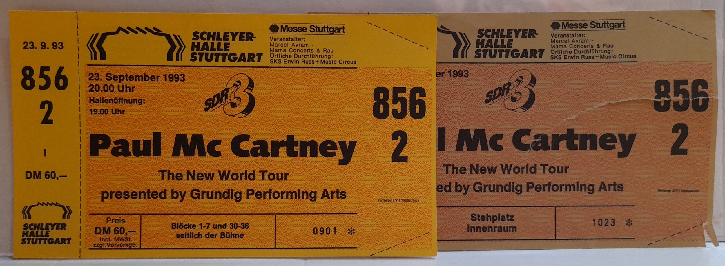 Four Paul McCartney tickets including Stuttgart, Cardiff and London Earls Court