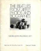 The Beatles From Apple Photos and Biographies 1971 Apple Promotional Book