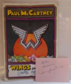 Wings 1975 concert programme, Denny Laine signature and two photographs