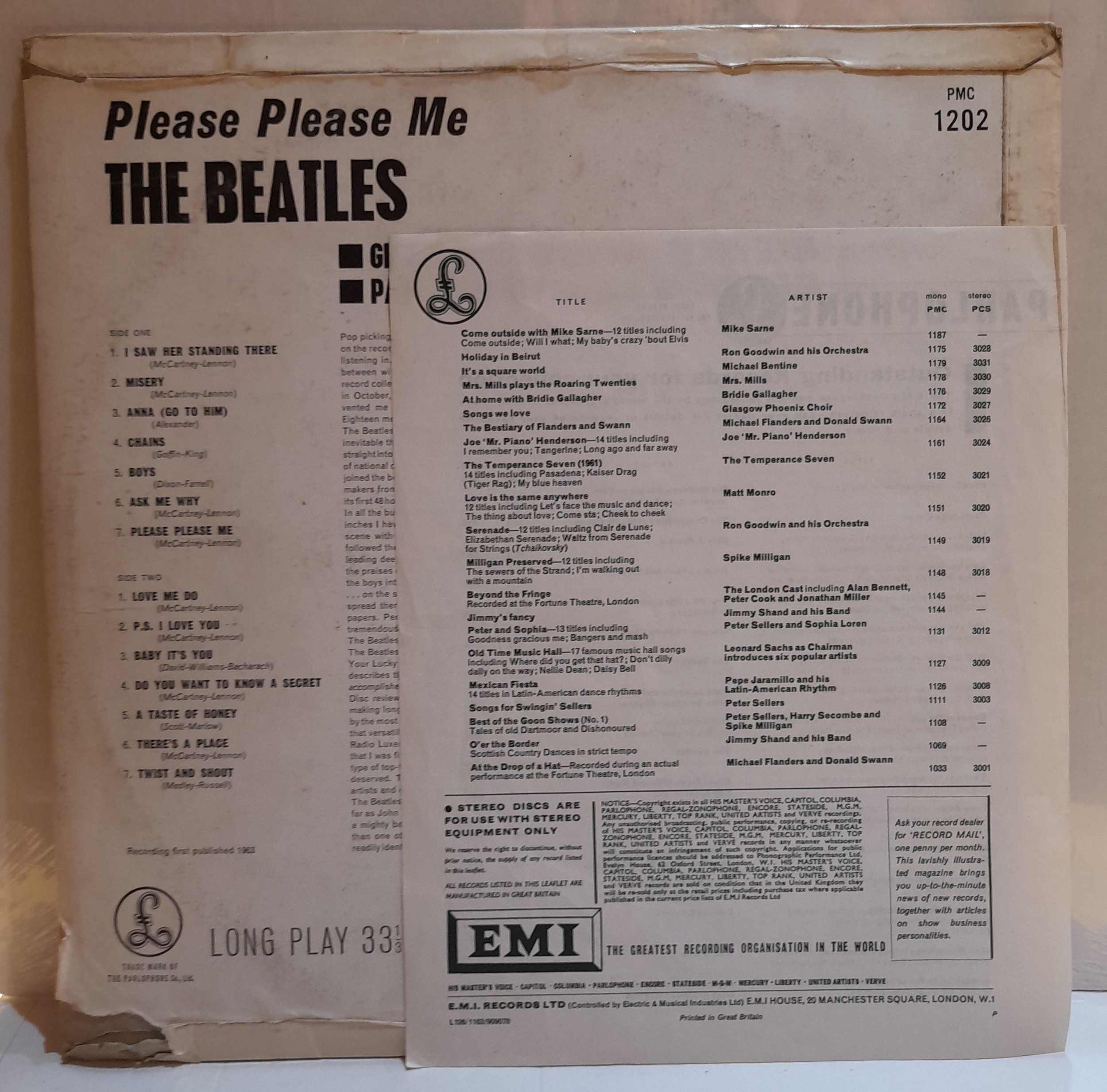 Please Please Me Mono LP black and yellow Parlophone label condition poor complete with Parlophone - Image 2 of 3
