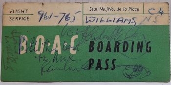 B.O.A.C boarding card signed All The Best Paul McCartney with face doodle and Linda McCartney