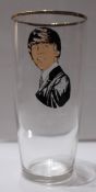 Dutch drinking glass features a picture of George Harrison c1964