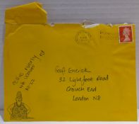 Far Side Birthday Card with mailing envelope dated 6 December 1999 addressed to Geoff Emerick from