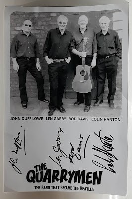Quarrymen publicity photograph signed by John Duff Lowe, Colin Hatton, Len Garry and Rod Davis