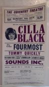 Cilla Black original handbill for The Coventry Theatre 1964 plus Cilla autographed piece of paper