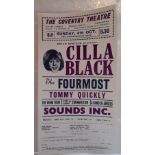 Cilla Black original handbill for The Coventry Theatre 1964 plus Cilla autographed piece of paper