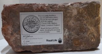 Original Cavern Club brick with Royal Life Insurance plaque