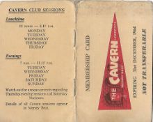 Cavern Club Membership Card 1964 signed on autographs page by Gerry (Marsden)