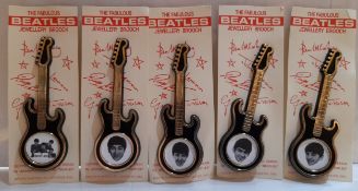 Beatles Invicta guitar badges set of five one for each Beatle and group photo UK