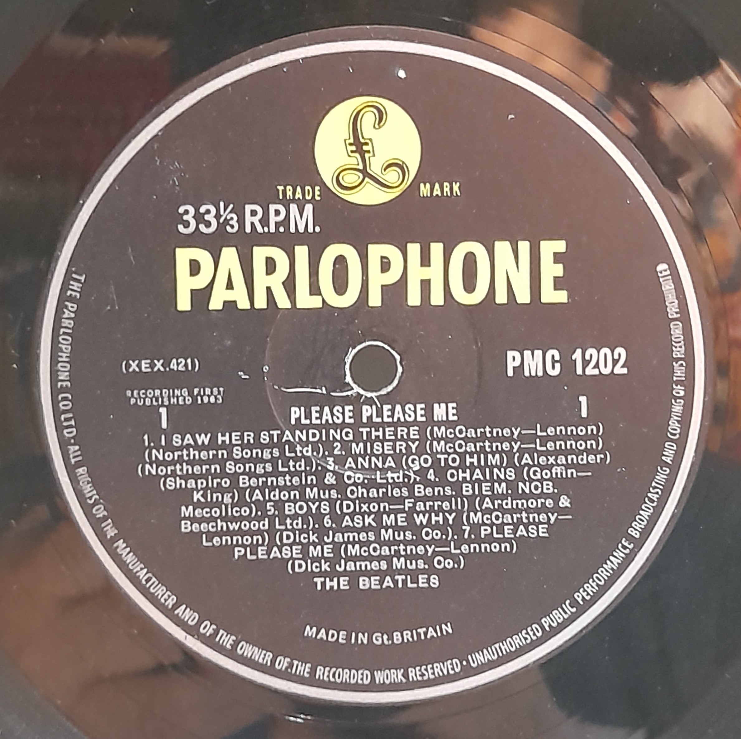 Please Please Me Mono LP black and yellow Parlophone label condition poor complete with Parlophone - Image 3 of 3