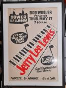Original Jerry Lee Lewis Tower Ballroom Poster 17th May 1962 framed size approx. 25?x35?